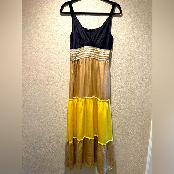 Marc Cain 100% Silk Maxi Teared Boho Dress Size Small - Picture 1 of 8